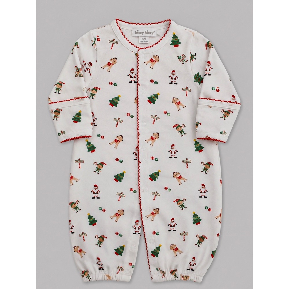 Kissy Kissy Christmas Baby Gown SM Pima Cotton Santa Reindeer Holiday Sleeper PJ